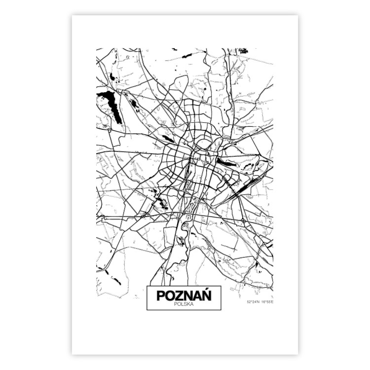 Poster City Map: Poznań - black and white map of Poznań with city name 123838 additionalImage 19