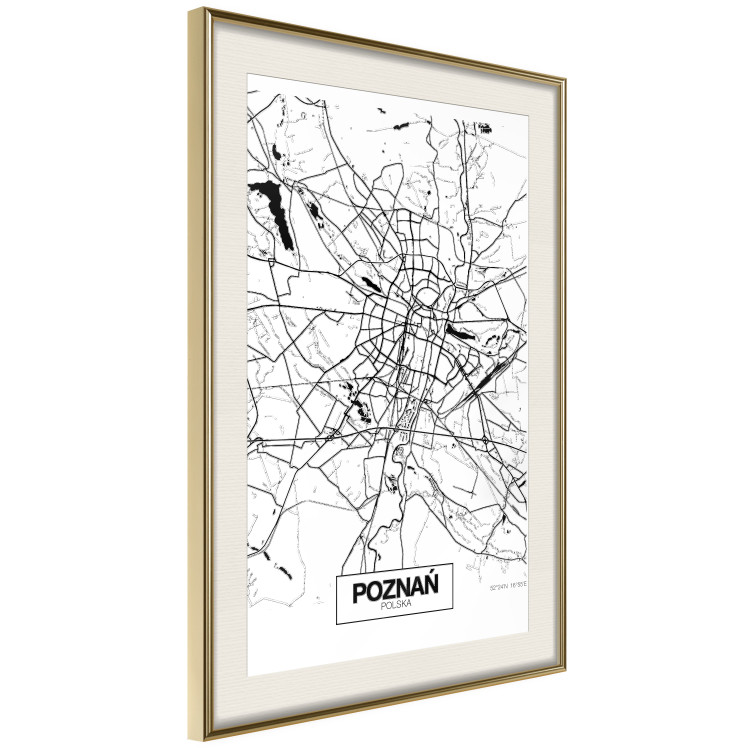 Poster City Map: Poznań - black and white map of Poznań with city name 123838 additionalImage 2