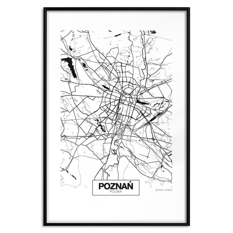 Poster City Map: Poznań - black and white map of Poznań with city name 123838 additionalImage 15