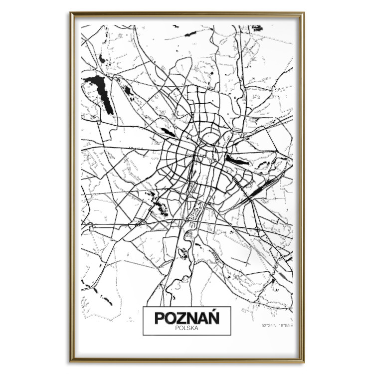 Poster City Map: Poznań - black and white map of Poznań with city name 123838 additionalImage 20