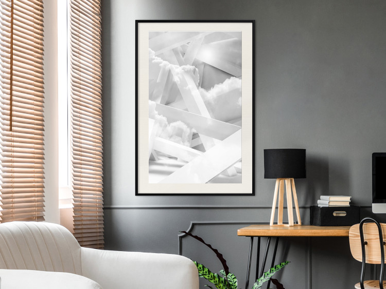 Poster Celestial Structure - white abstraction of clouds and geometric figures 123938 additionalImage 22