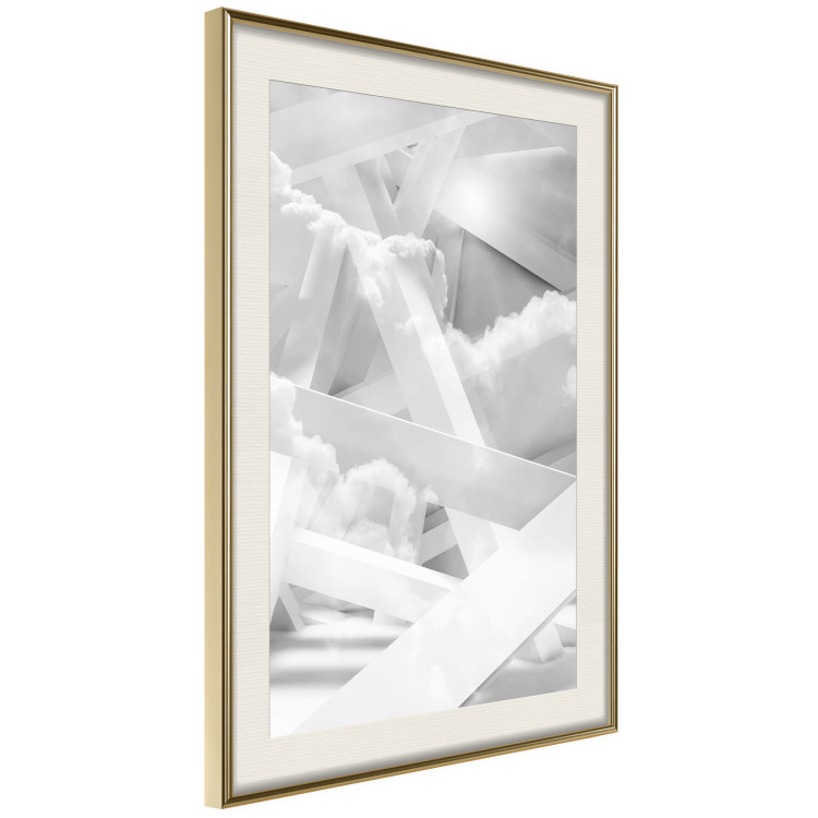 Poster Celestial Structure - white abstraction of clouds and geometric figures 123938 additionalImage 2