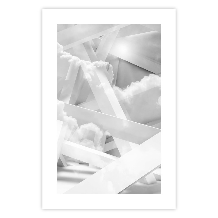 Poster Celestial Structure - white abstraction of clouds and geometric figures 123938 additionalImage 25