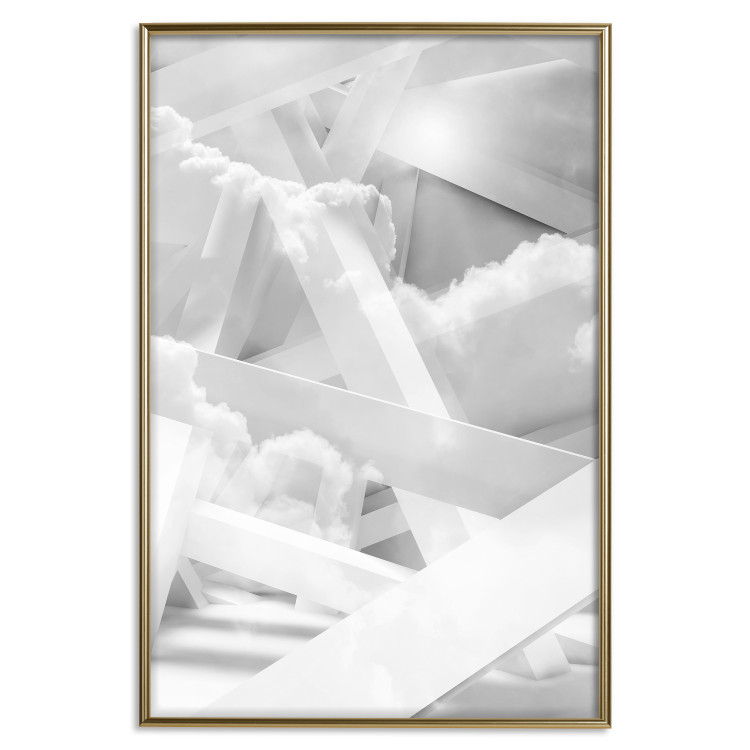 Poster Celestial Structure - white abstraction of clouds and geometric figures 123938 additionalImage 16