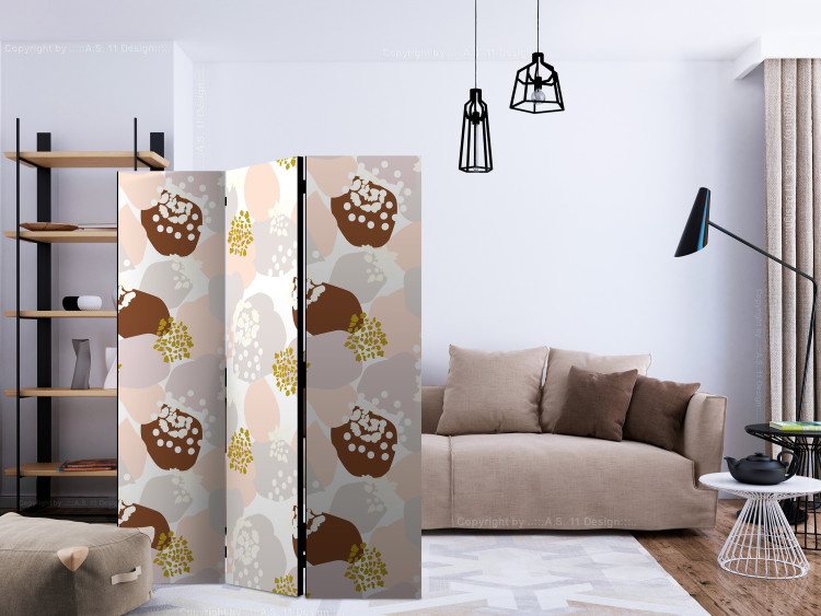 Room Divider Spots (3-piece) - abstraction in browns and beiges with a touch of gold 124338 additionalImage 4
