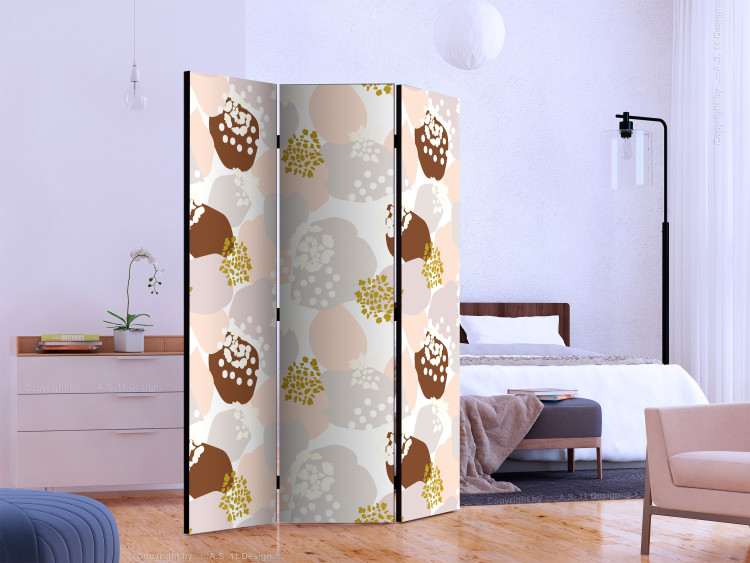 Room Divider Spots (3-piece) - abstraction in browns and beiges with a touch of gold 124338 additionalImage 2
