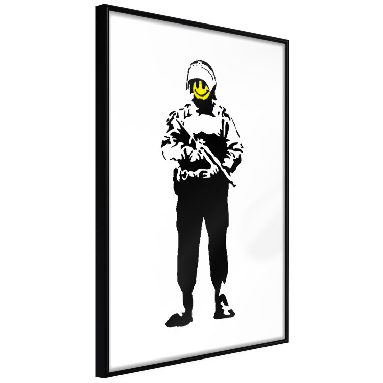 Wall Poster Smiling Policeman - black and white character with gun and yellow smiley face 124438 additionalImage 10