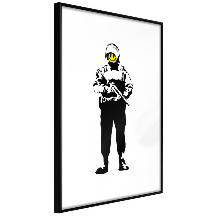 Wall Poster Smiling Policeman - black and white character with gun and yellow smiley face 124438 additionalImage 11