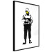 Wall Poster Smiling Policeman - black and white character with gun and yellow smiley face 124438 additionalThumb 10