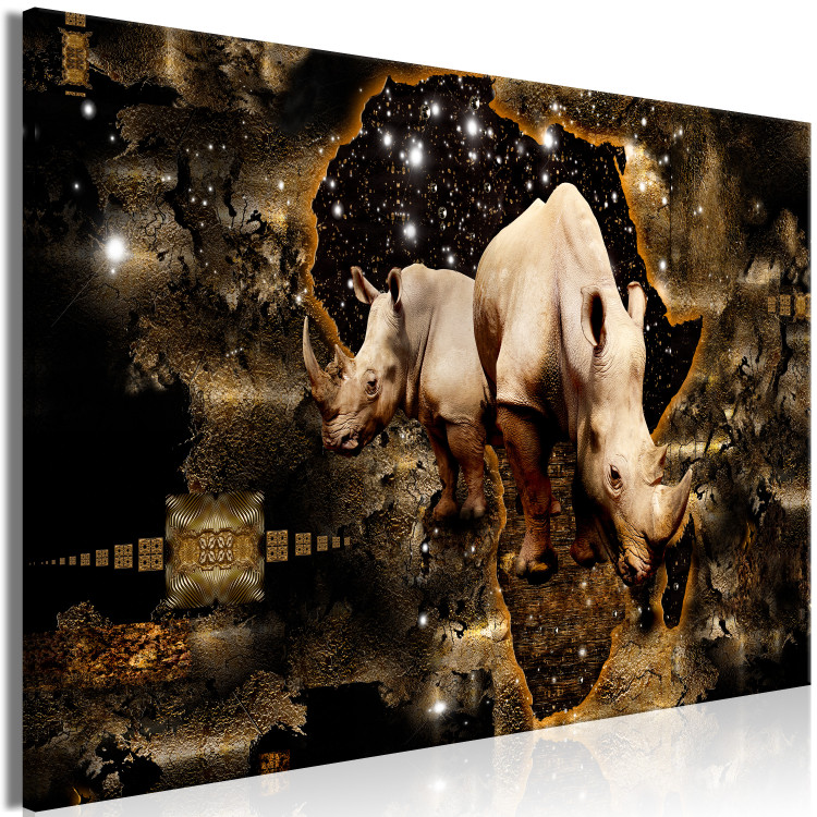 Large canvas print Golden Rhino [Large Format] 125438 additionalImage 2
