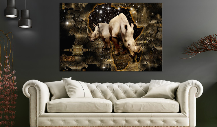 Large canvas print Golden Rhino [Large Format] 125438 additionalImage 5