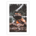 Poster Hearth - fireplace surrounded by stones against a background of lake and forest 126838 additionalThumb 17