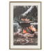 Poster Hearth - fireplace surrounded by stones against a background of lake and forest 126838 additionalThumb 26