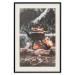 Poster Hearth - fireplace surrounded by stones against a background of lake and forest 126838 additionalThumb 25