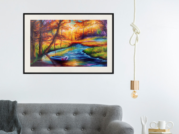 Wall Poster Autumn in the Park - landscape of a colorful forest scene in a watercolor motif 127038 additionalImage 24
