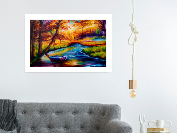 Wall Poster Autumn in the Park - landscape of a colorful forest scene in a watercolor motif 127038 additionalImage 3