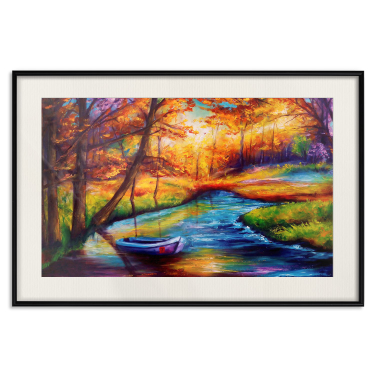 Wall Poster Autumn in the Park - landscape of a colorful forest scene in a watercolor motif 127038 additionalImage 19