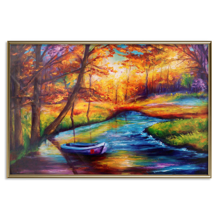 Wall Poster Autumn in the Park - landscape of a colorful forest scene in a watercolor motif 127038 additionalImage 21