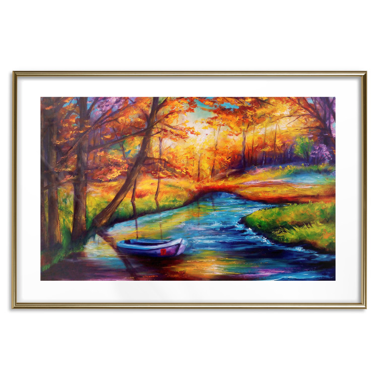Wall Poster Autumn in the Park - landscape of a colorful forest scene in a watercolor motif 127038 additionalImage 14