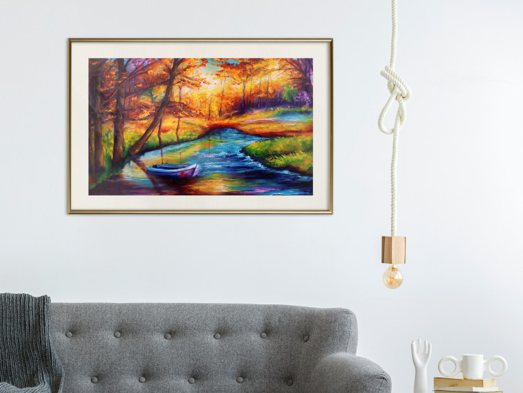 Wall Poster Autumn in the Park - landscape of a colorful forest scene in a watercolor motif 127038 additionalImage 22