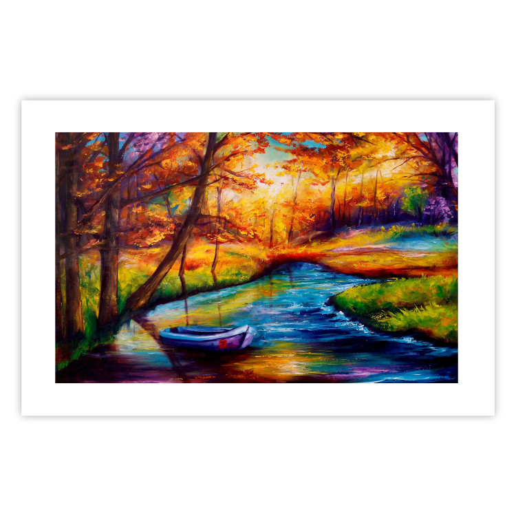 Wall Poster Autumn in the Park - landscape of a colorful forest scene in a watercolor motif 127038 additionalImage 19