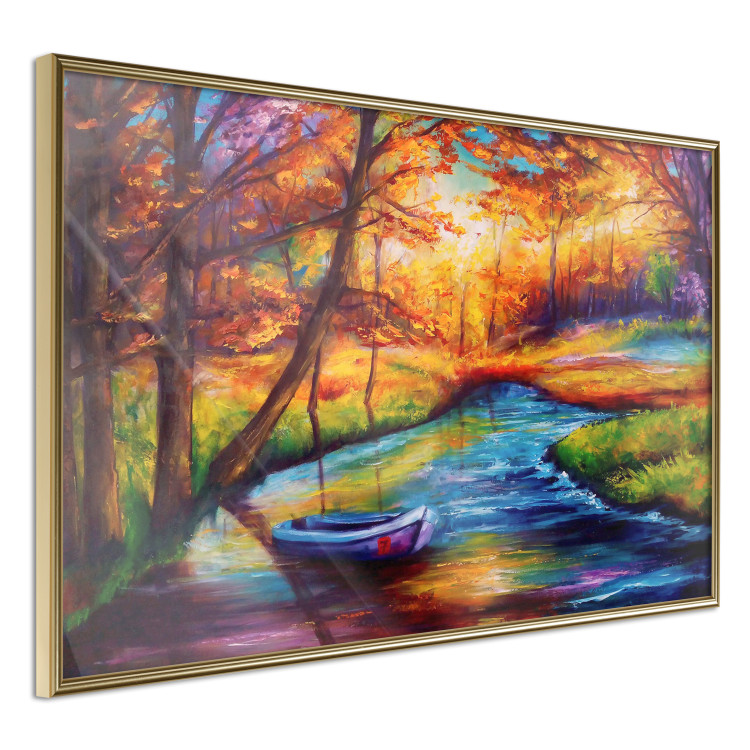 Wall Poster Autumn in the Park - landscape of a colorful forest scene in a watercolor motif 127038 additionalImage 12