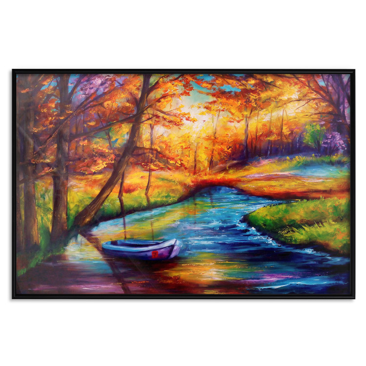 Wall Poster Autumn in the Park - landscape of a colorful forest scene in a watercolor motif 127038 additionalImage 16