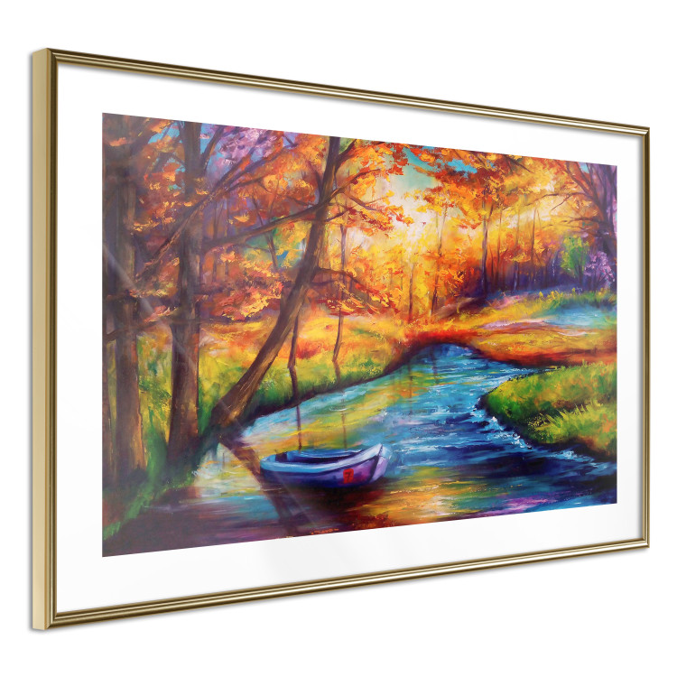 Wall Poster Autumn in the Park - landscape of a colorful forest scene in a watercolor motif 127038 additionalImage 9