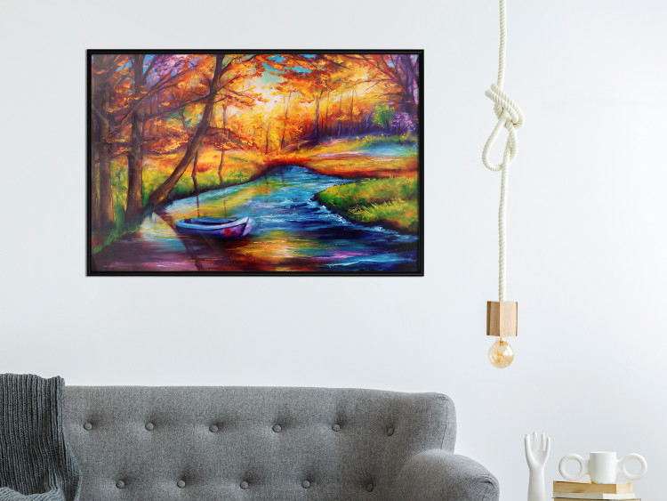 Wall Poster Autumn in the Park - landscape of a colorful forest scene in a watercolor motif 127038 additionalImage 4