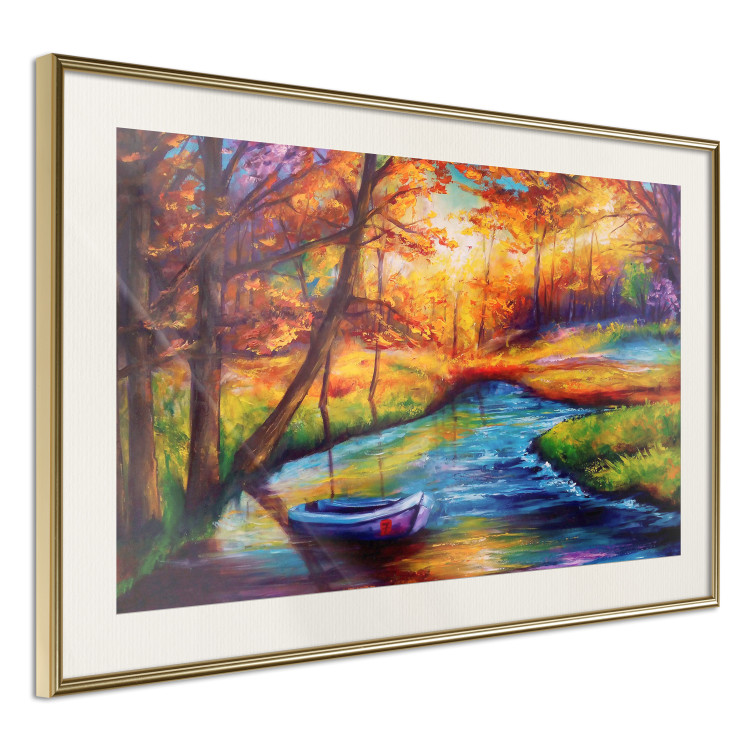 Wall Poster Autumn in the Park - landscape of a colorful forest scene in a watercolor motif 127038 additionalImage 3