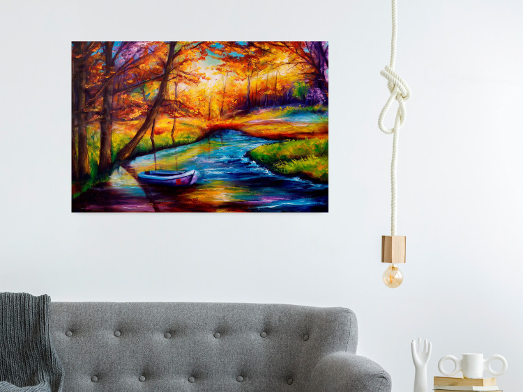 Wall Poster Autumn in the Park - landscape of a colorful forest scene in a watercolor motif 127038 additionalImage 2