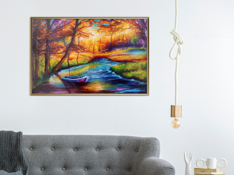 Wall Poster Autumn in the Park - landscape of a colorful forest scene in a watercolor motif 127038 additionalImage 5