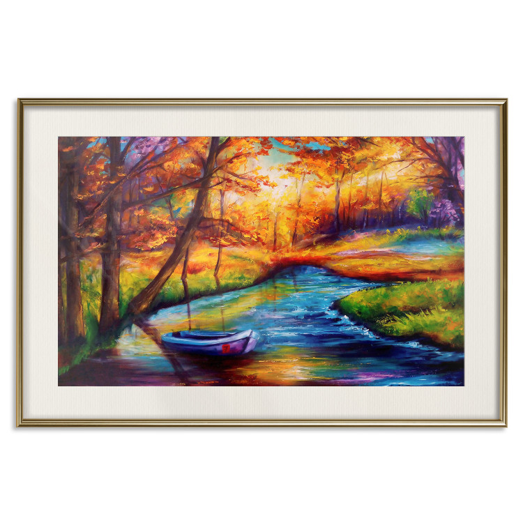 Wall Poster Autumn in the Park - landscape of a colorful forest scene in a watercolor motif 127038 additionalImage 20