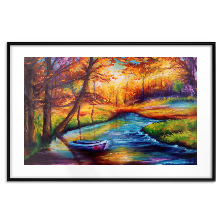 Wall Poster Autumn in the Park - landscape of a colorful forest scene in a watercolor motif 127038 additionalImage 15