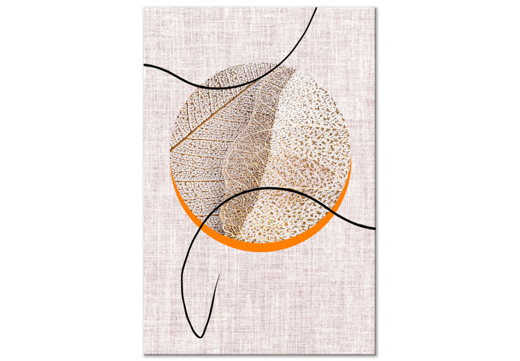 Canvas Print Circle and two black lines - grey boho style abstraction 127338