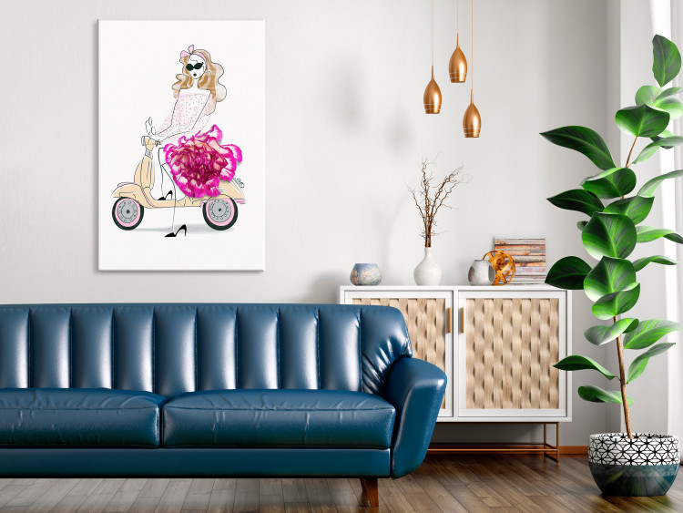 Canvas Art Print Girl on a Scooter (1-part) vertical - abstract woman 127538 additionalImage 3