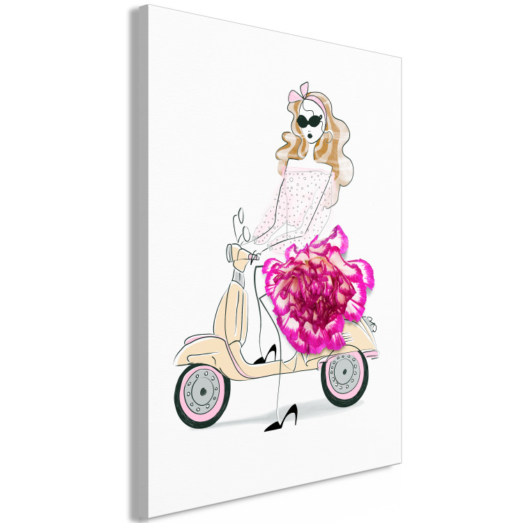 Canvas Art Print Girl on a Scooter (1-part) vertical - abstract woman 127538 additionalImage 2
