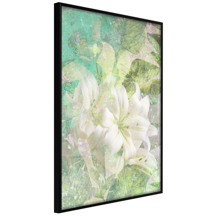 Wall Poster Green Breath - texture with white Lily flower on green background 127838 additionalImage 11