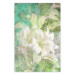 Wall Poster Green Breath - texture with white Lily flower on green background 127838