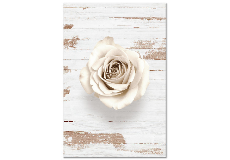Canvas Pastel Swirl (1-part) vertical - rose on a light wooden background 128038