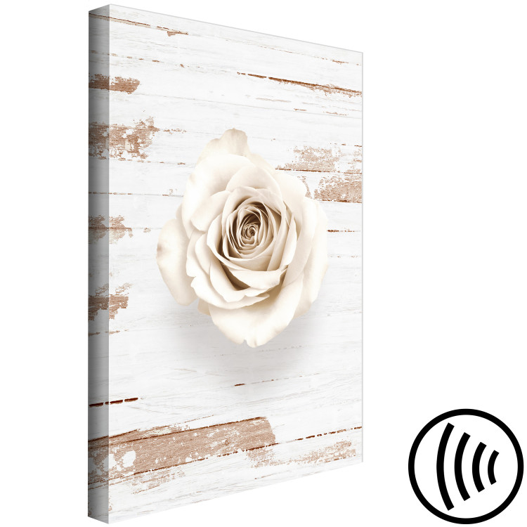 Canvas Pastel Swirl (1-part) vertical - rose on a light wooden background 128038 additionalImage 6