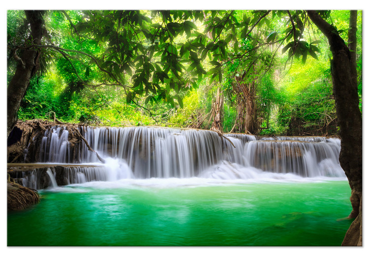 Canvas Print Waterfall in Kanjanaburi (1-part) wide - landscape of wild nature 128838