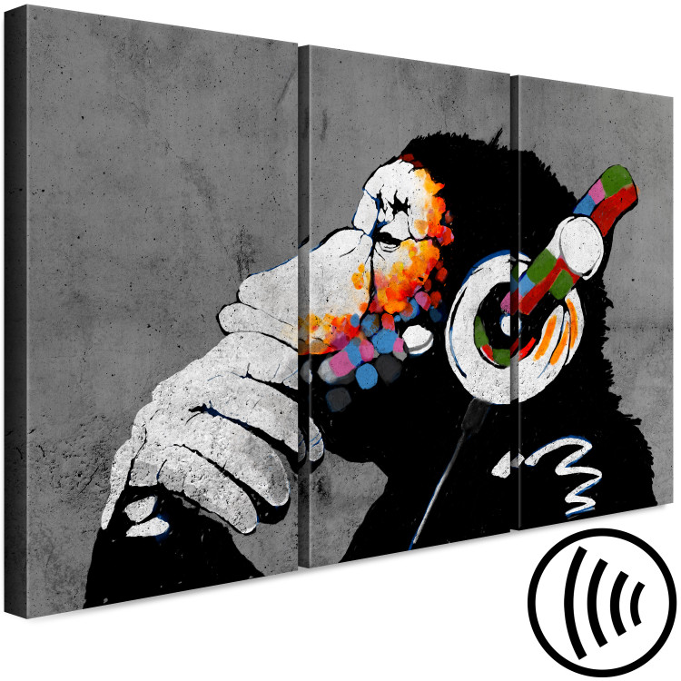 Canvas Print Hot Rhythms (3-part) - artistic mural of figures with headphones 128938 additionalImage 6
