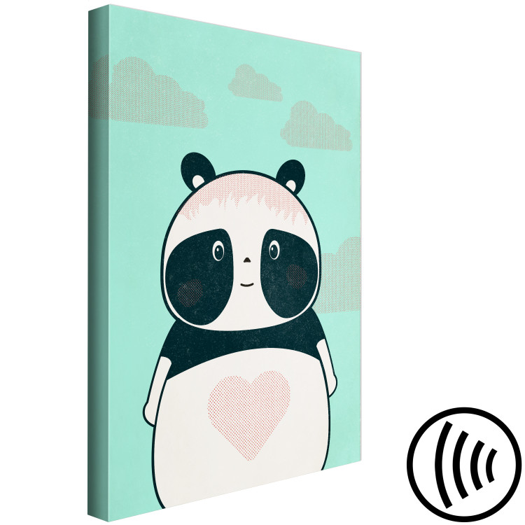 Canvas Art Print Caring Panda (1-part) vertical - pastel animal with a heart 129538 additionalImage 6