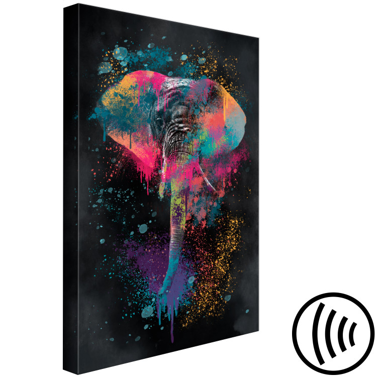 Canvas Colorful Safari (1-piece) Vertical - colorful elephant in watercolor motif 130438 additionalImage 6