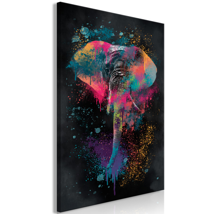 Canvas Colorful Safari (1-piece) Vertical - colorful elephant in watercolor motif 130438 additionalImage 2
