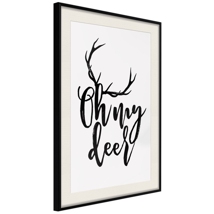 Wall Poster Oh My Deer - deer antlers with English text on a light gray background 130738 additionalImage 2