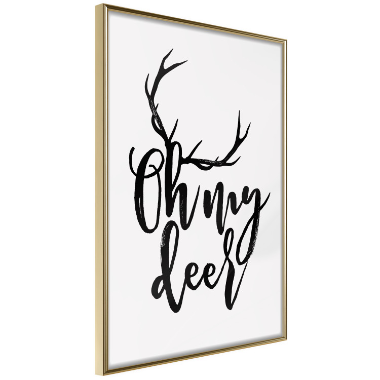 Wall Poster Oh My Deer - deer antlers with English text on a light gray background 130738 additionalImage 12