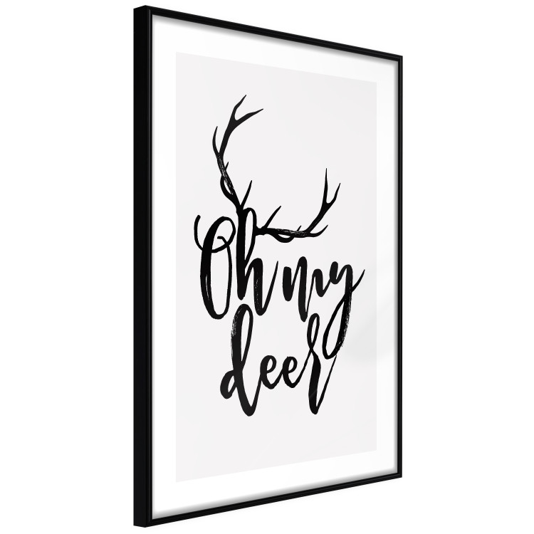 Wall Poster Oh My Deer - deer antlers with English text on a light gray background 130738 additionalImage 6