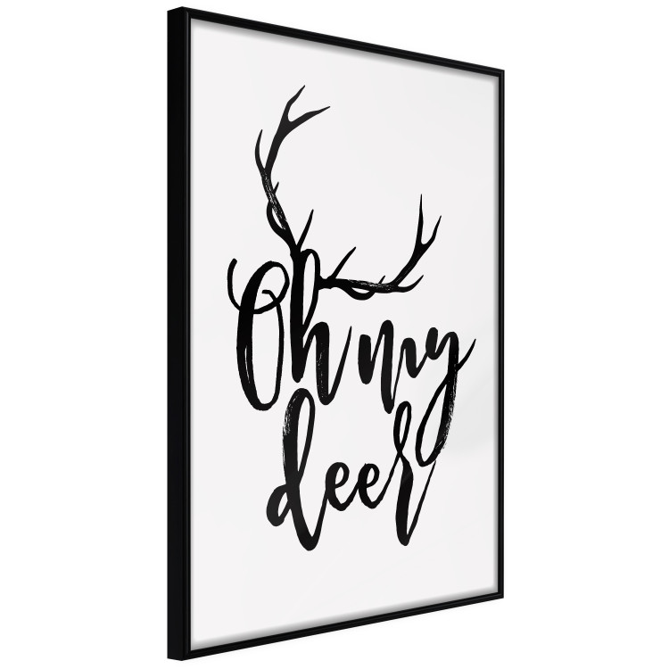 Wall Poster Oh My Deer - deer antlers with English text on a light gray background 130738 additionalImage 13